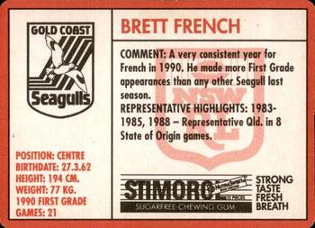 1991 Stimorol NRL #143 Brett French Back